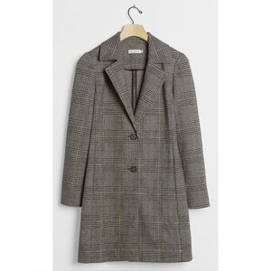 Avec Les Filles Taupe Plaid Sigrid Longline Blazer Coat Jacket XS